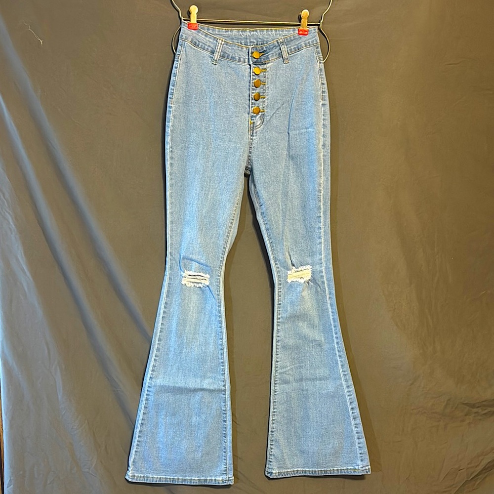 High-Waisted Blue Flare Jeans